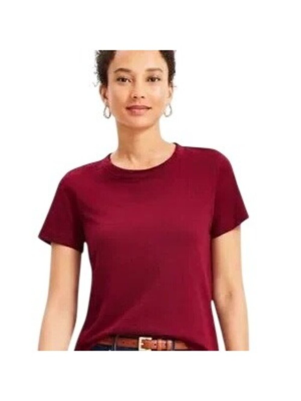 Madewell Women's Cotton Perfect Crewneck Tee Burgundy Size XS NWT